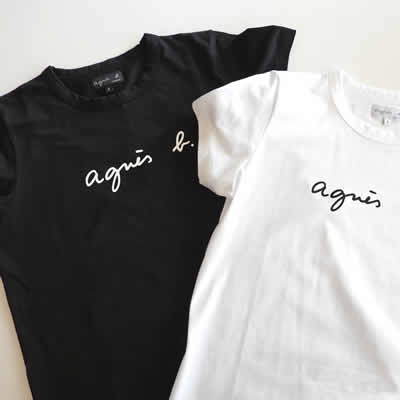 agnès bロゴTシャツ 白・黒のアイテム写真